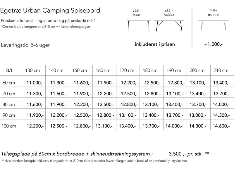 Camping Spisebord - Egetræ